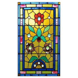 Glas in lood raamfolie op maat bloemen blauw 9G