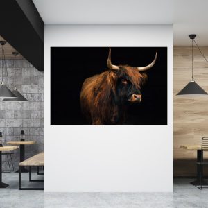 Muursticker canvas hooglander rund 2-1A