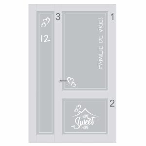 Raamfolie glasfolie op maat, naam en home sweet home 1C